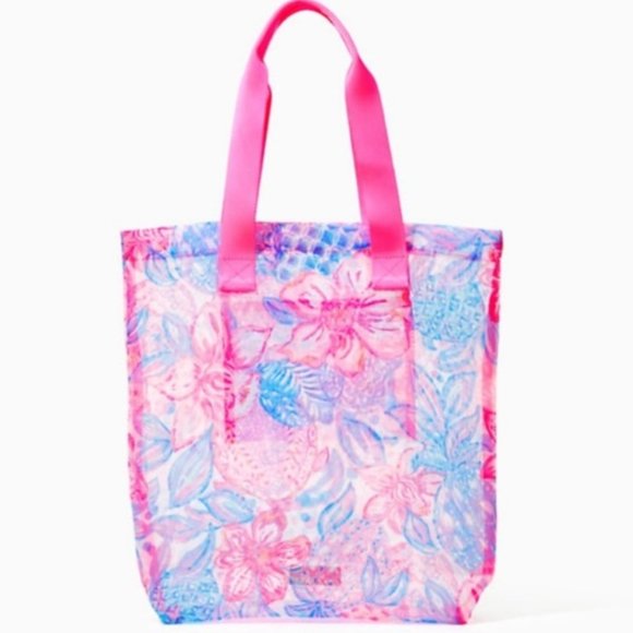 Lilly Pulitzer GWP Mesh Tote Pink Isle Snappy Turtle - NWOT - Picture 1 of 1